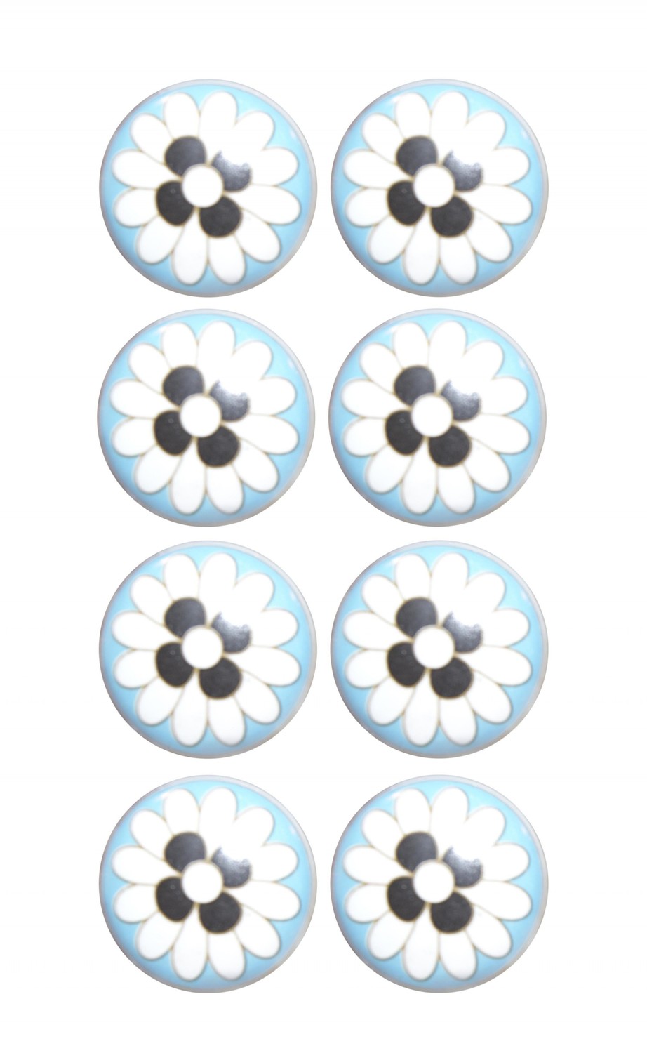 1.5" x 1.5" x 1.5" Light Blue, White And Black - Knobs 8-Pack