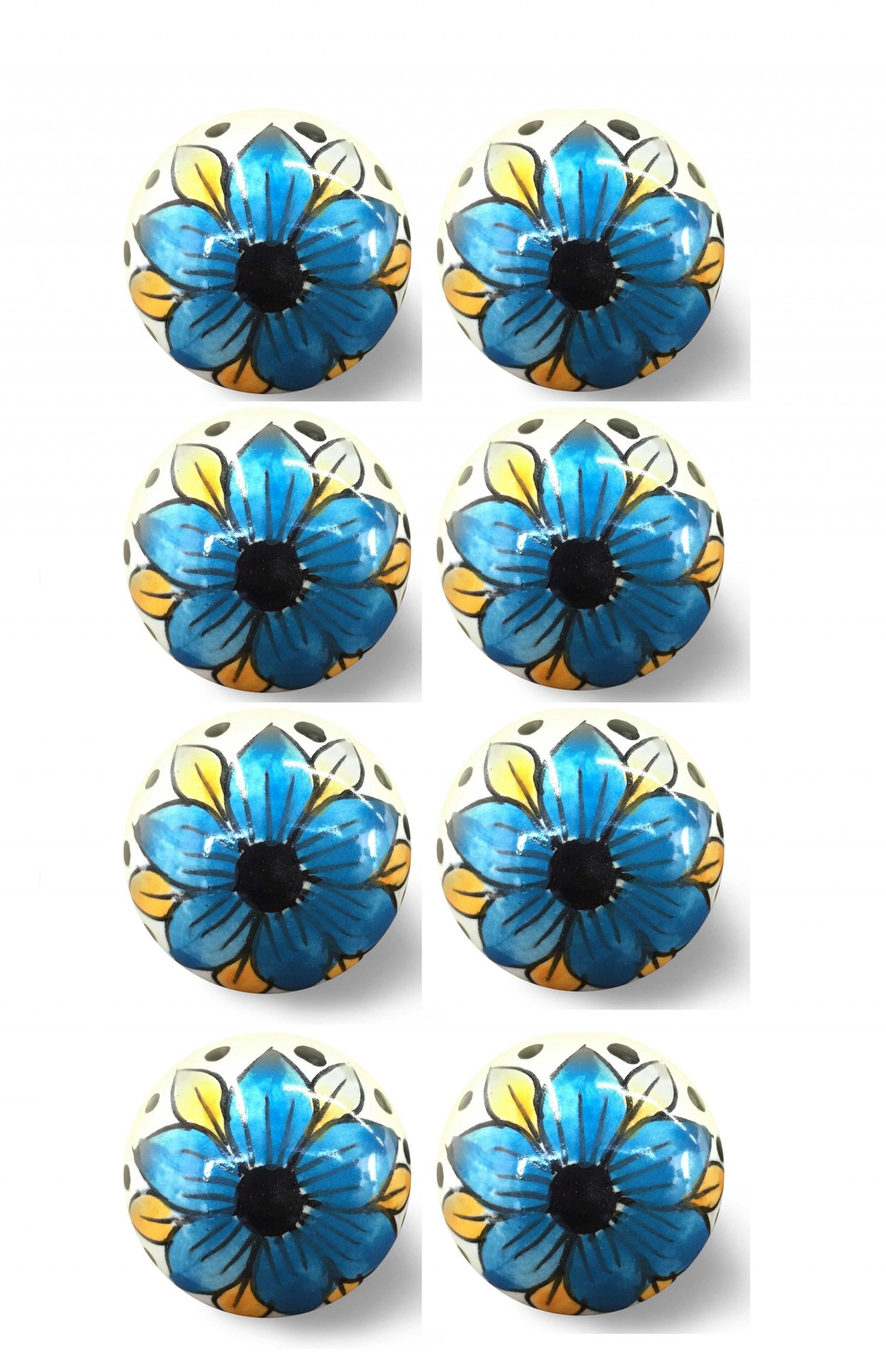 1.5" x 1.5" x 1.5" Blue, Black And Yellow - Knobs 8-Pack