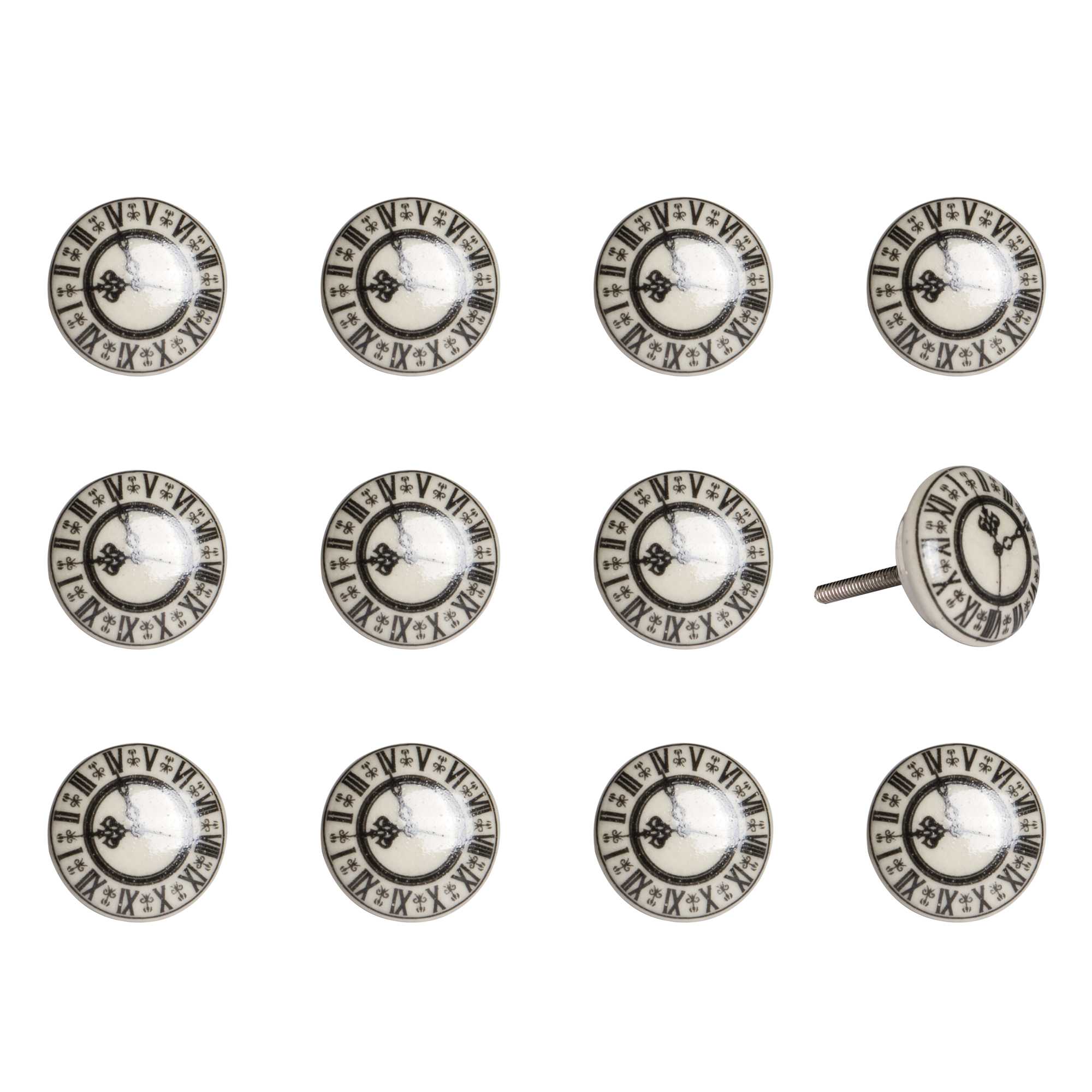 1.5" x 1.5" x 1.5" Cream, Black and Gray - Knobs 12-Pack