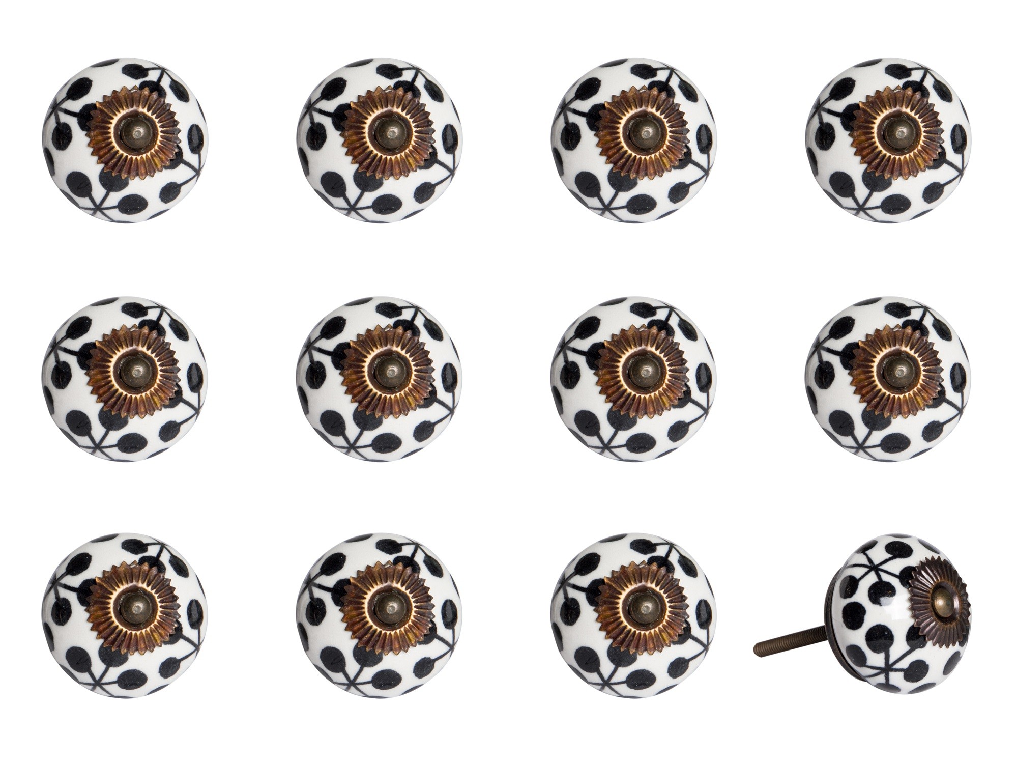 1.5" x 1.5" x 1.5" Black, White and Cooper- Knobs 12-Pack