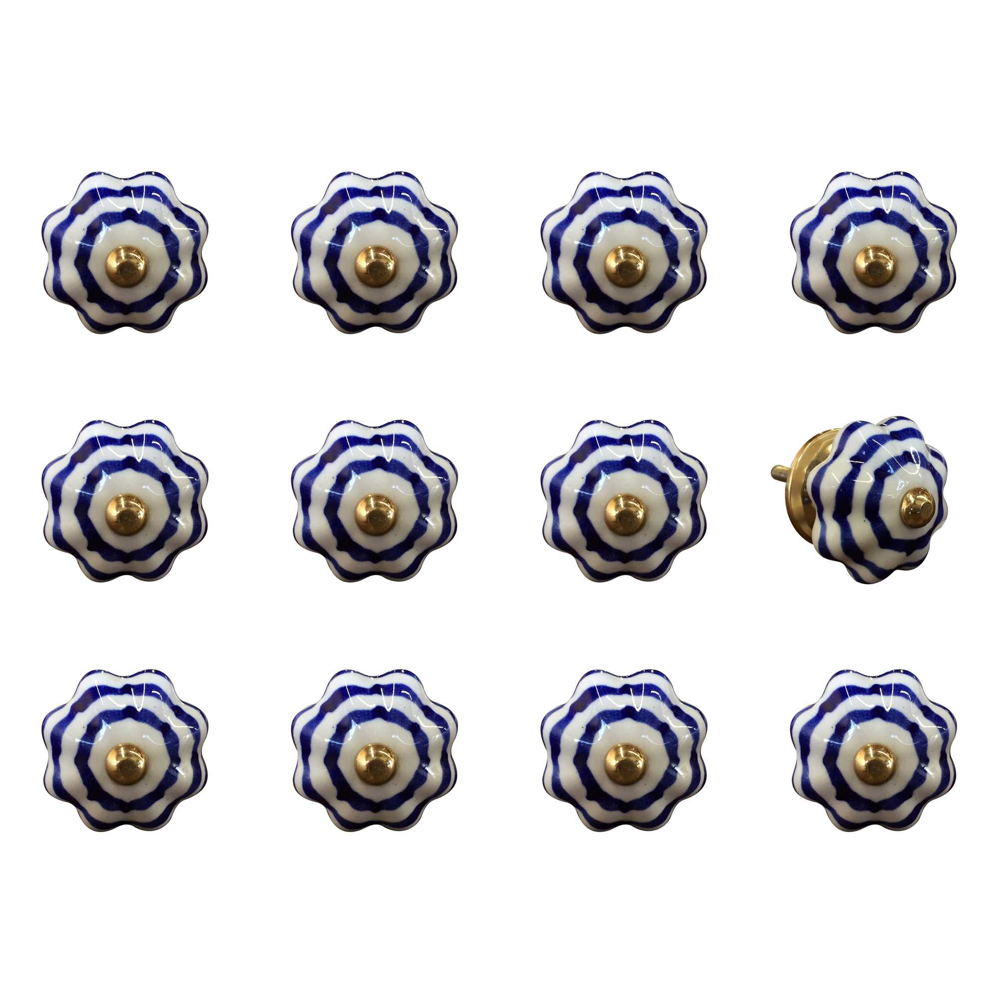 1.5" x 1.5" x 1.5" White, Blue and Copper - Knobs 12-Pack