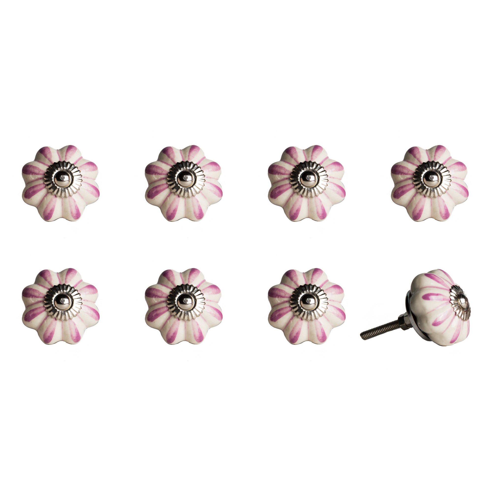 1.5" x 1.5" x 1.5" Hues Of Cream, Pink And Silver - Knobs 8-Pack