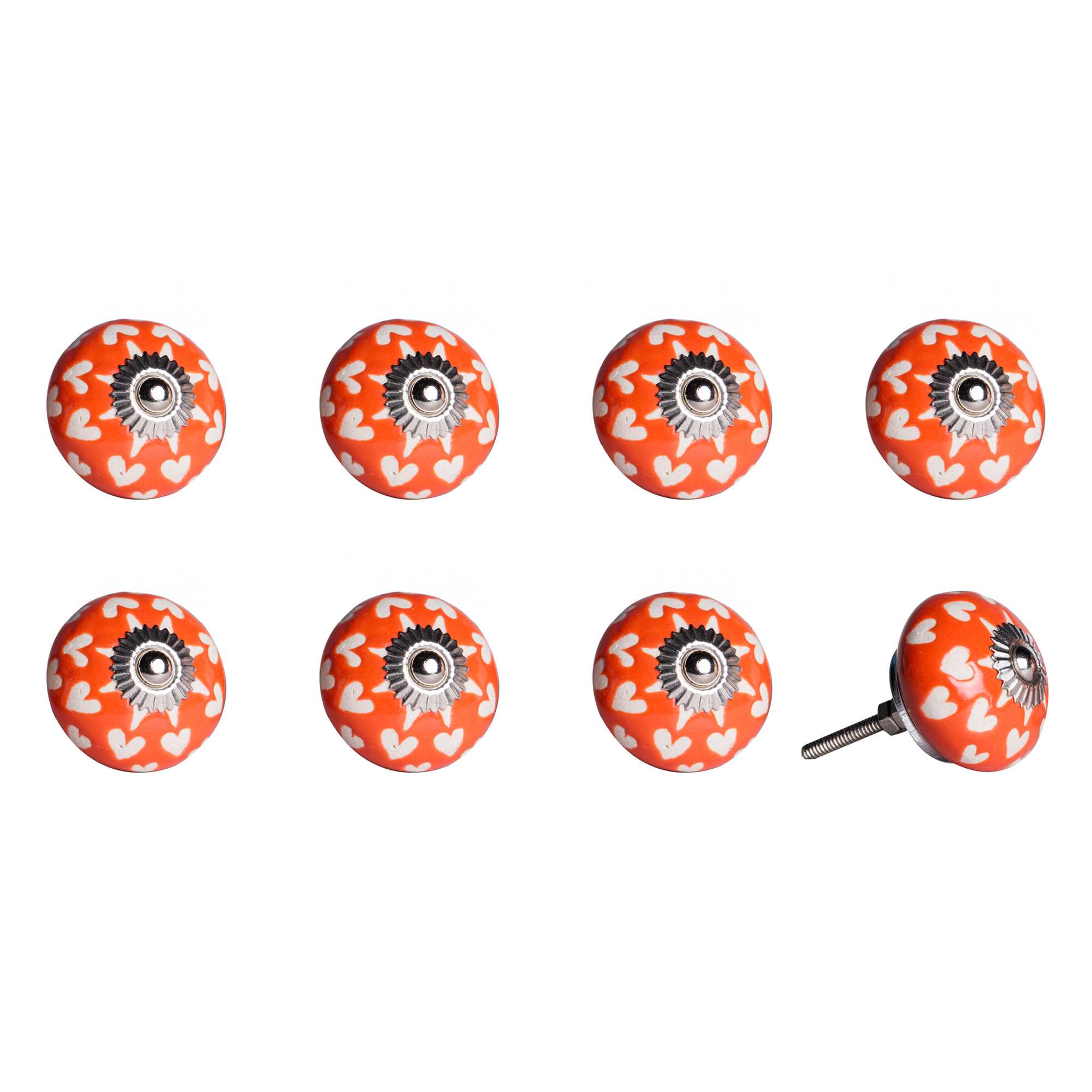 1.5" x 1.5" x 1.5" Hues Of Orange, White And Silver - Knobs 8-Pack