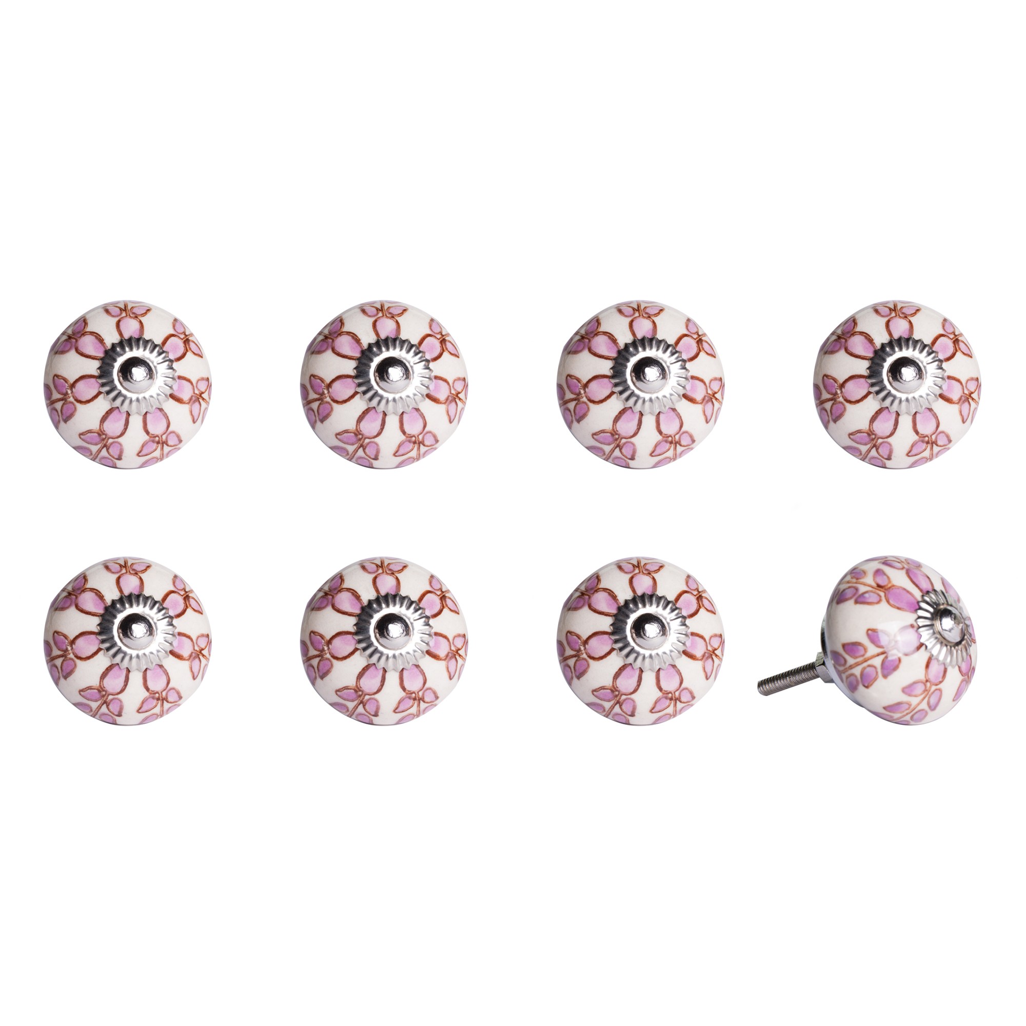 1.5" x 1.5" x 1.5" Hues Of White, Pink And Burgundy - Knobs 8-Pack