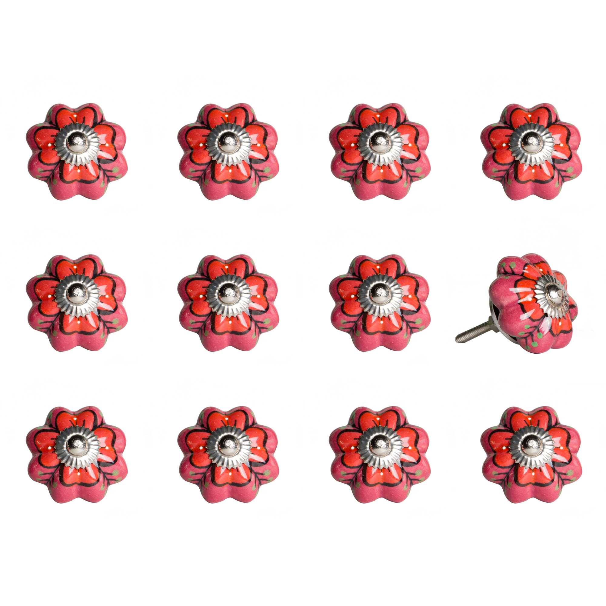 1.5" x 1.5" x 1.5" Pink, Red and Green - Knobs 12-Pack