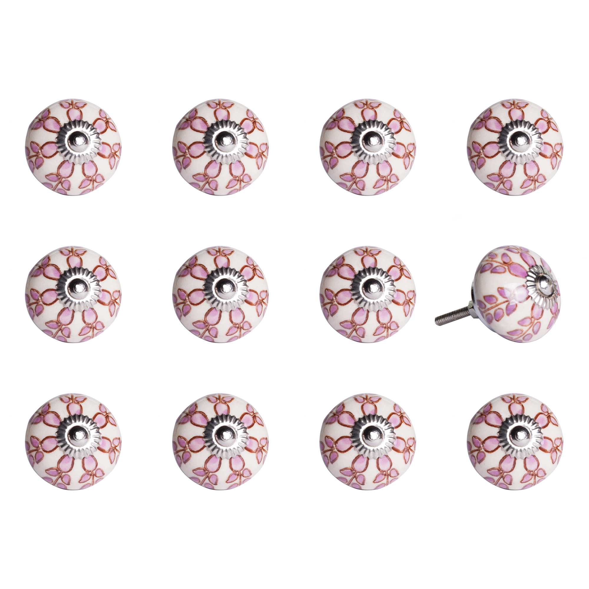 1.5" x 1.5" x 1.5" White, Pink and Burgundy - Knobs 12-Pack