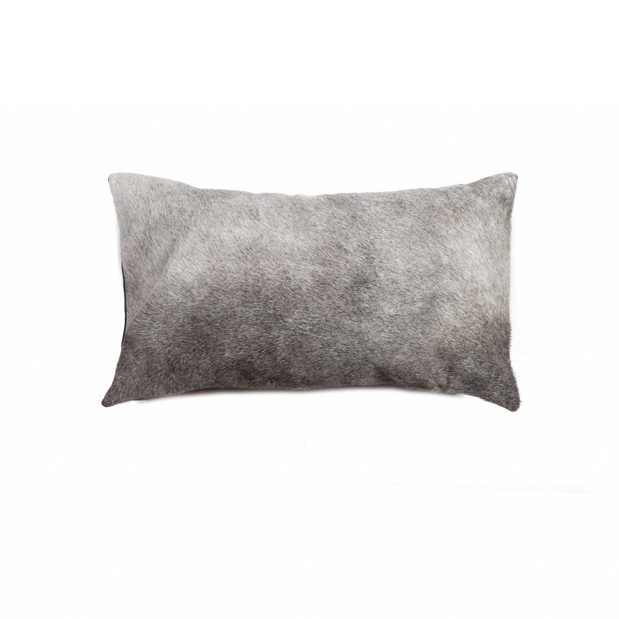 12" x 20" x 5" Grey, Torino Kobe Cowhide - Pillow