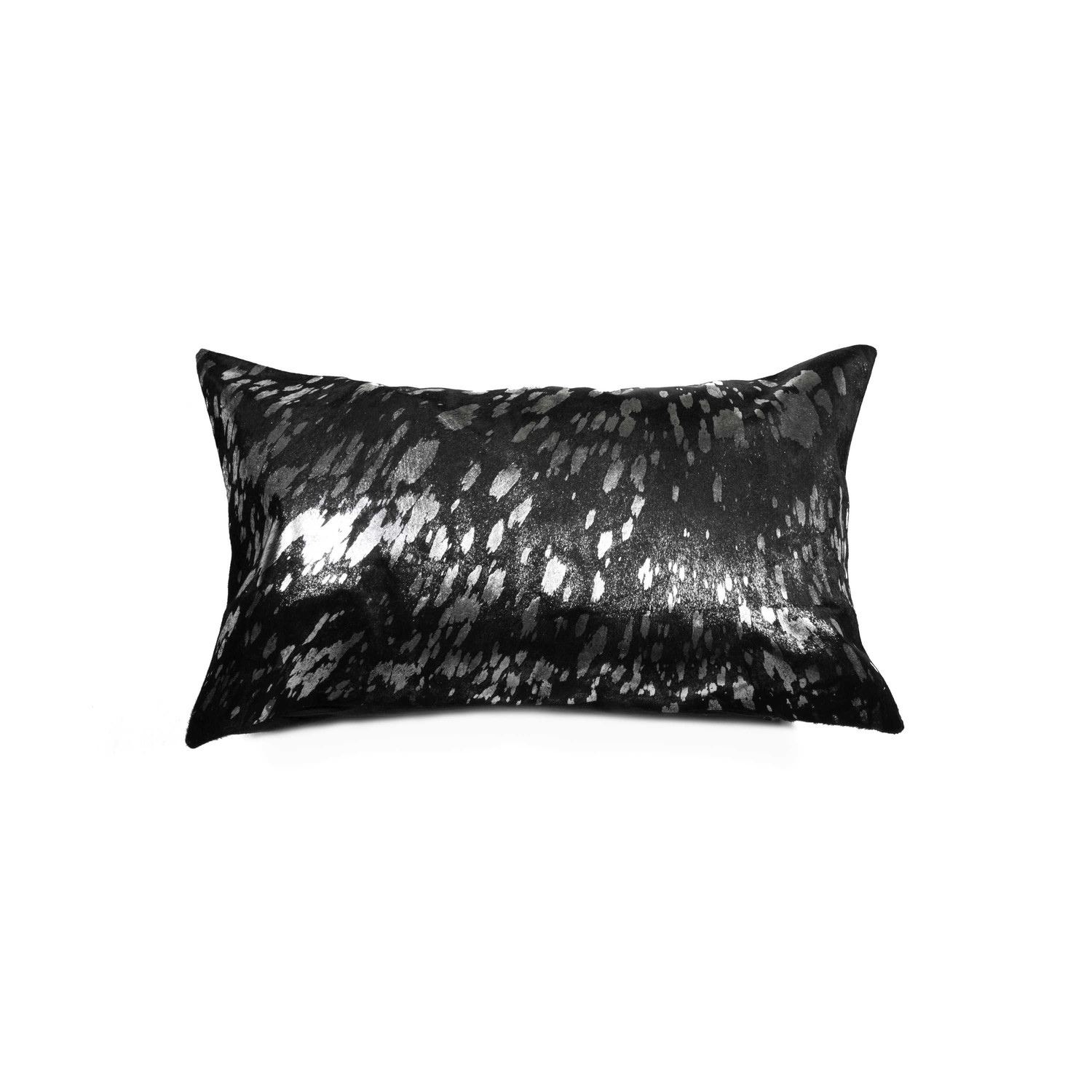 12" x 20" x 5" Modern Silver And Black Torino Kobe Cowhide - Pillow