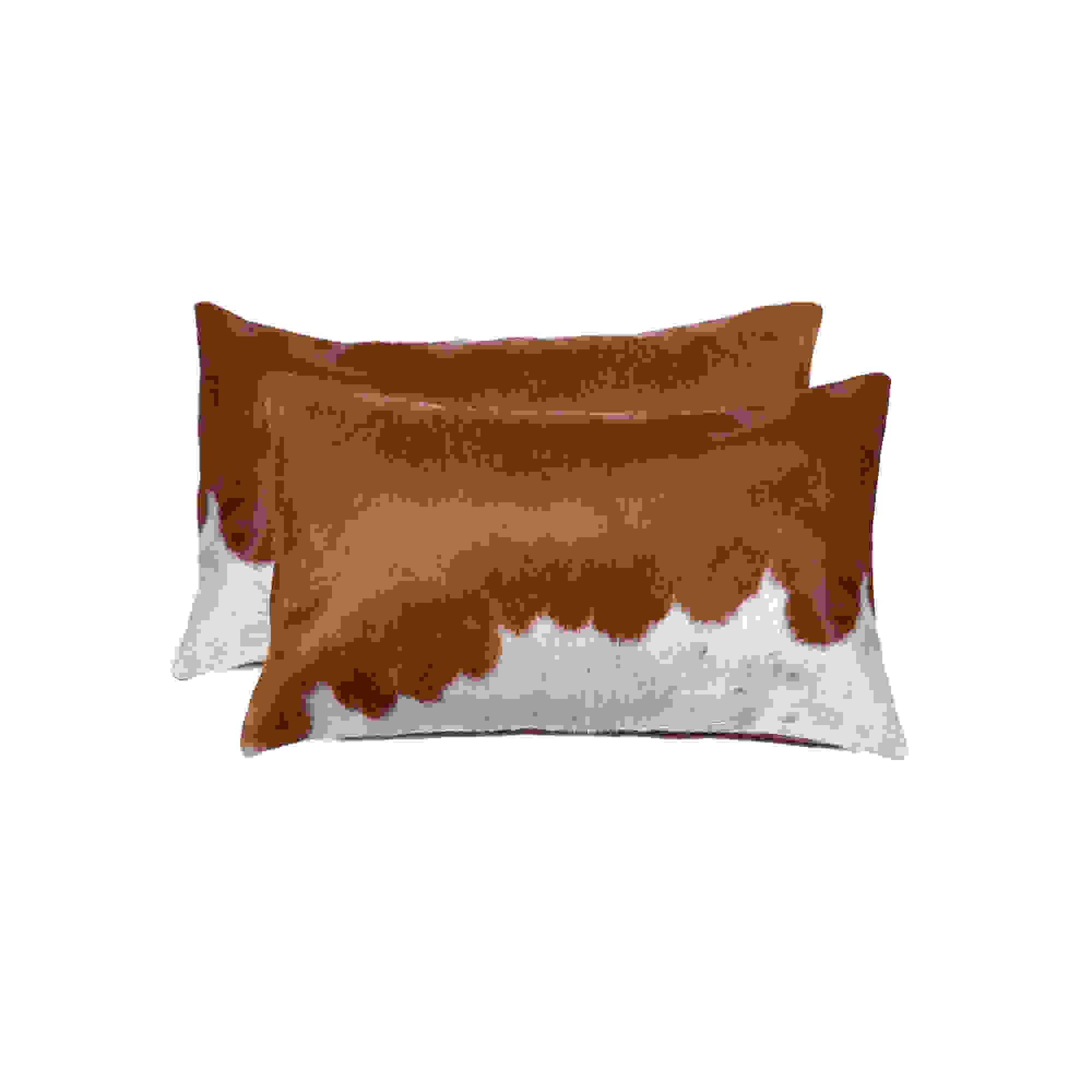 12" x 20" x 5" Brown And White, Cowhide - Pillow 2-Pack