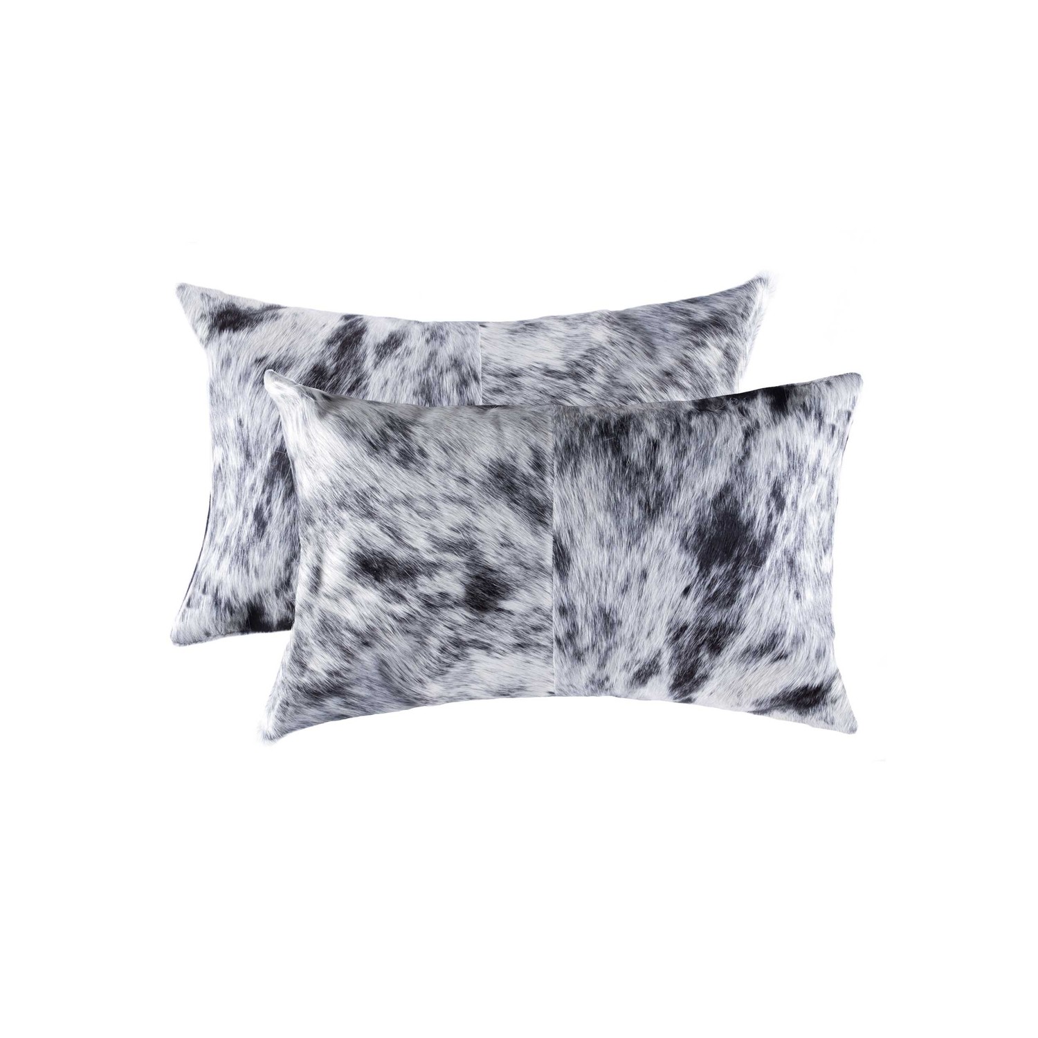 12" x 20" x 5" Salt And Pepper, Black And White, Cowhide - Pillow 2-Pack