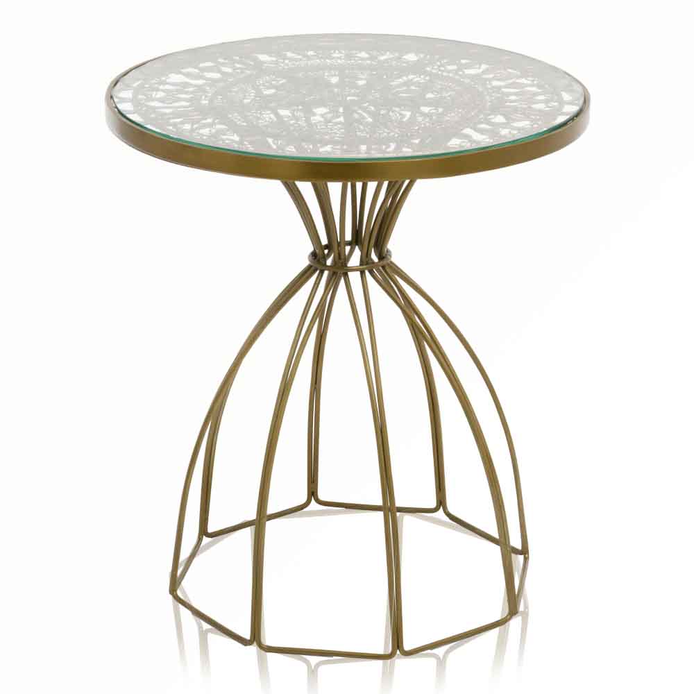 18" x 18" x 21" Antique Brass Wire Work Side Table