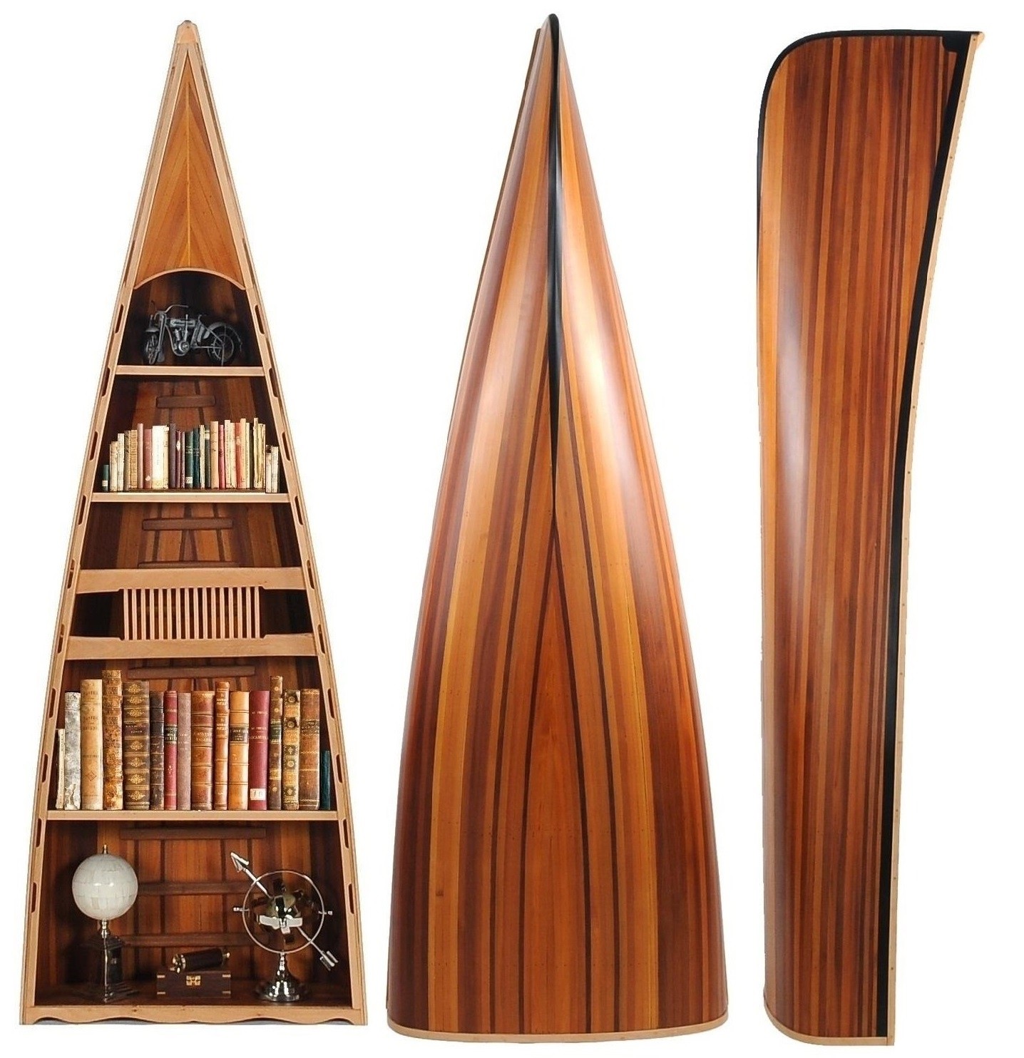 31" x 90" x 20.5" Wooden Canoe - Book Shelf