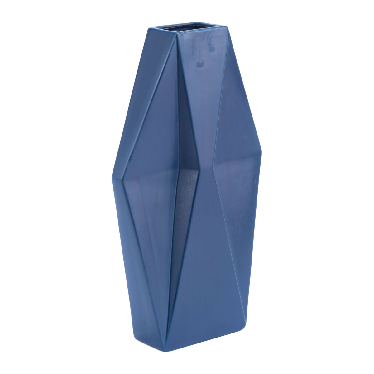 10.2" x 3.9" x 17.7" Matte Blue, Ceramic, Large Vase