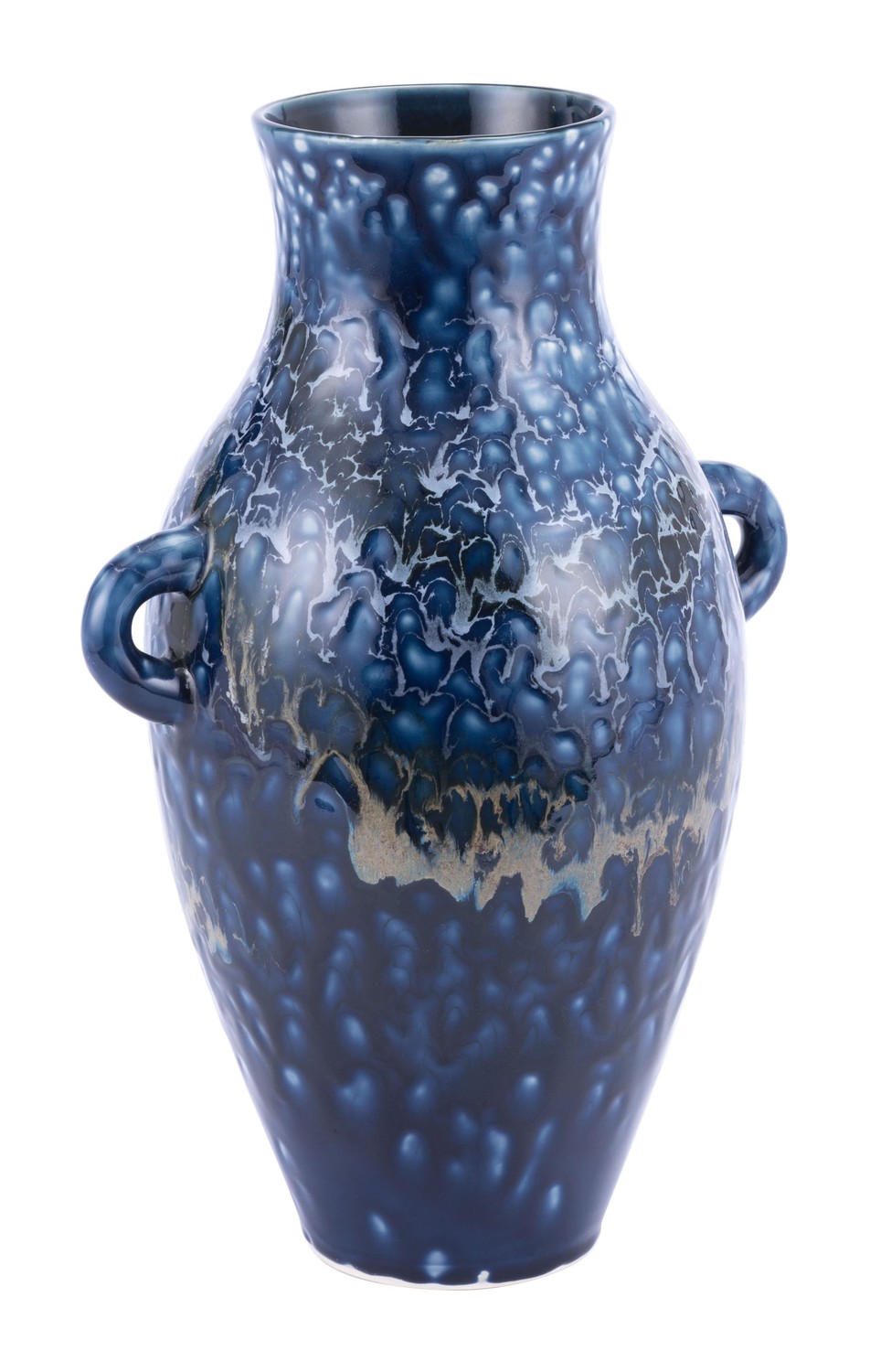 12" x 9.3" x 17.7" Blue Ceramic Large Bottle
