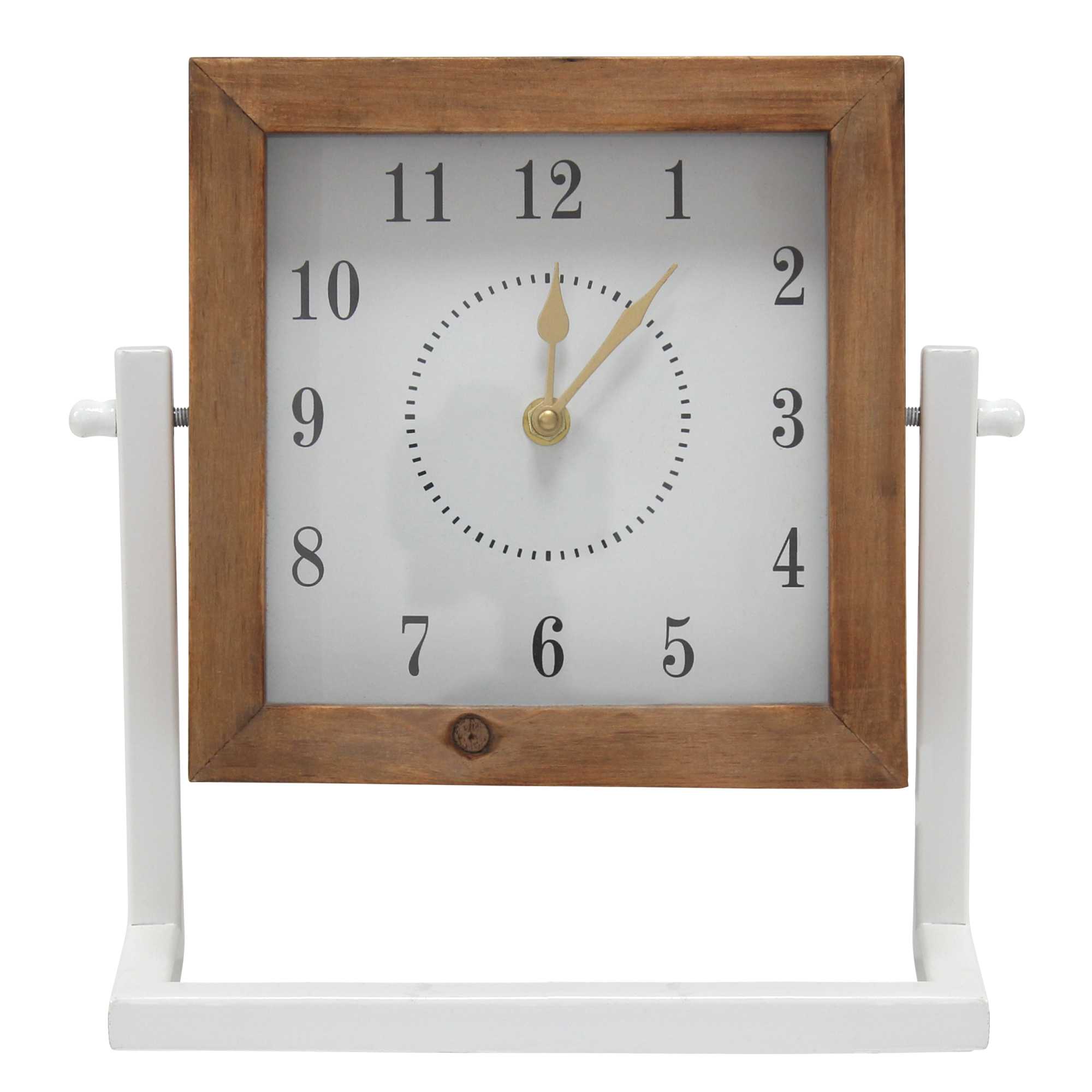 Gavin Square Wood and Metal Tabletop Clock