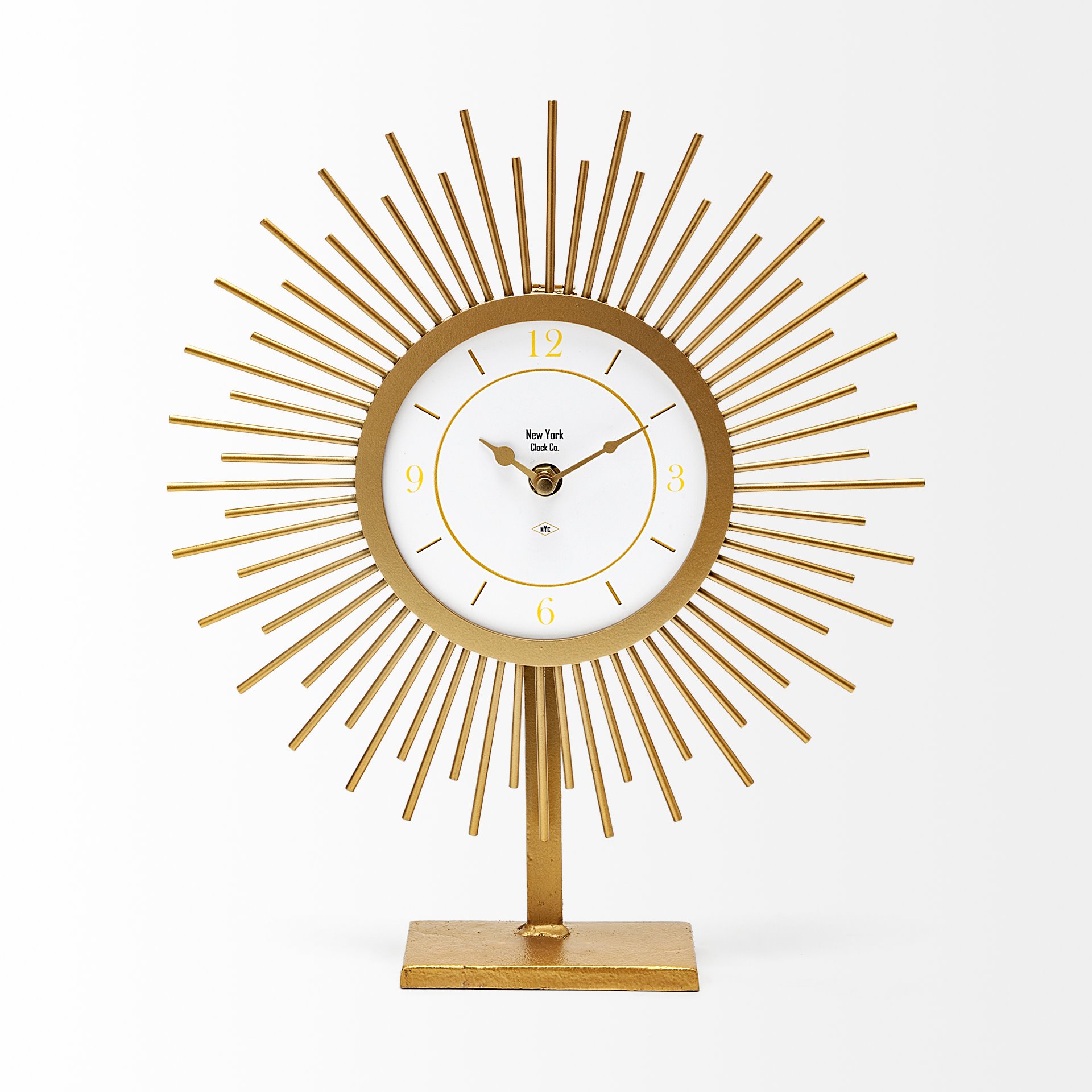 Sunburst Shape Gold Metal Desk / Tabletop Clock