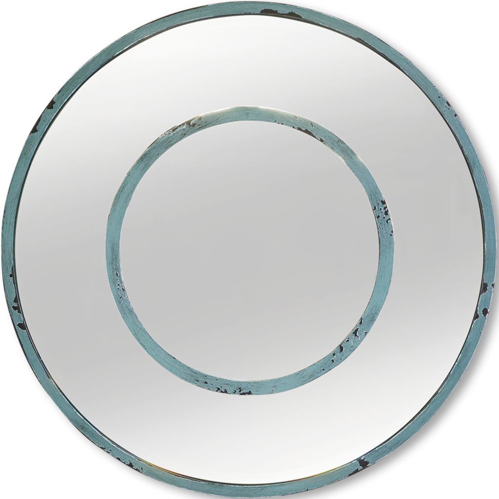 20" Round Turquoise Wall Mirror