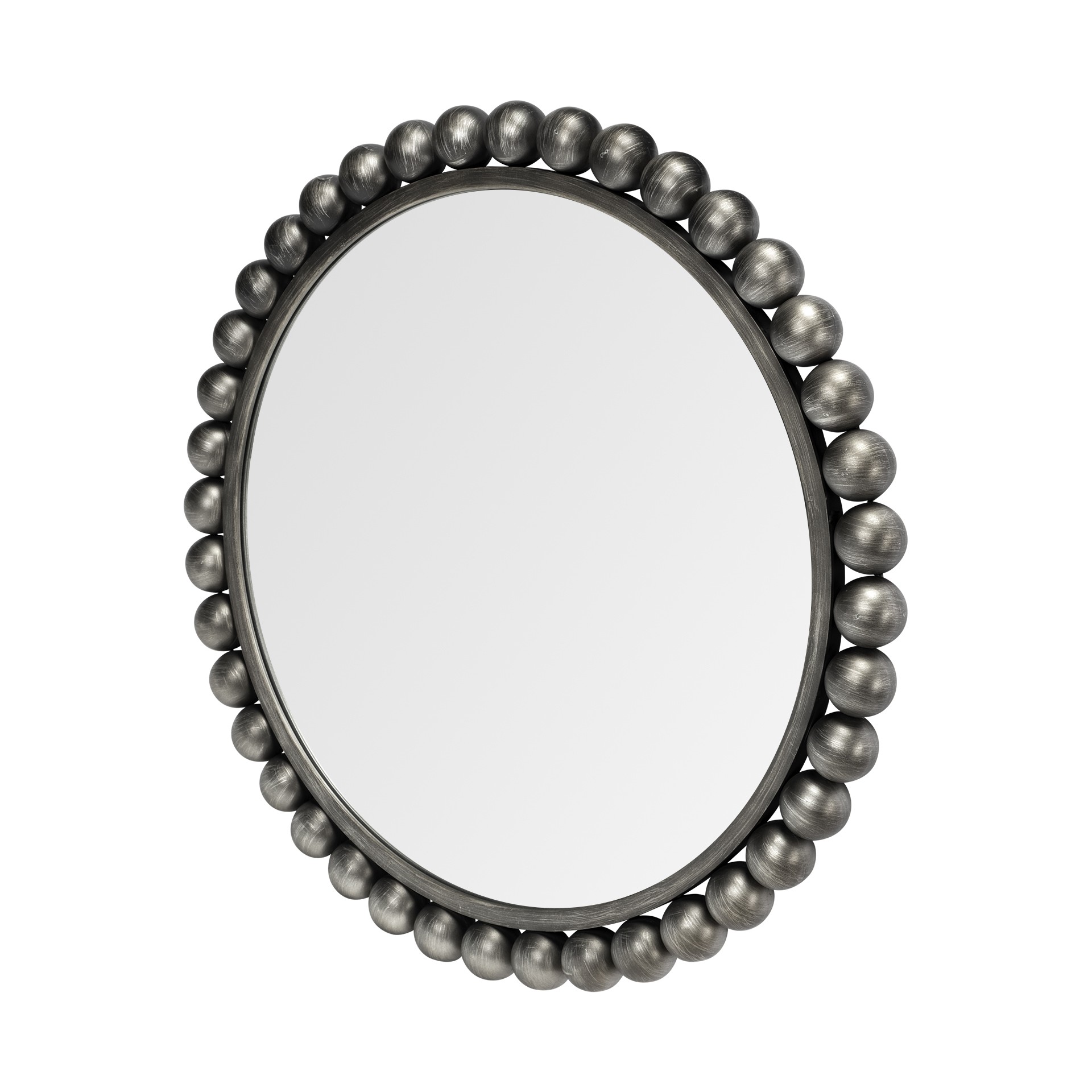 33" Round Black W/Brushed Silver Metal Ball Frame Wall Mirror