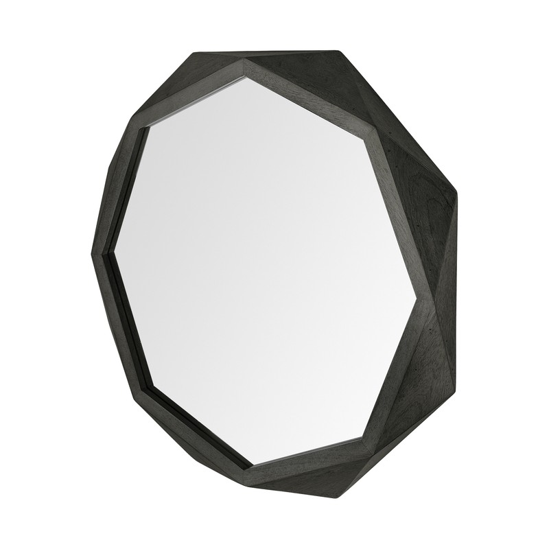 4' Octagon Black Wood Frame Wall Mirror