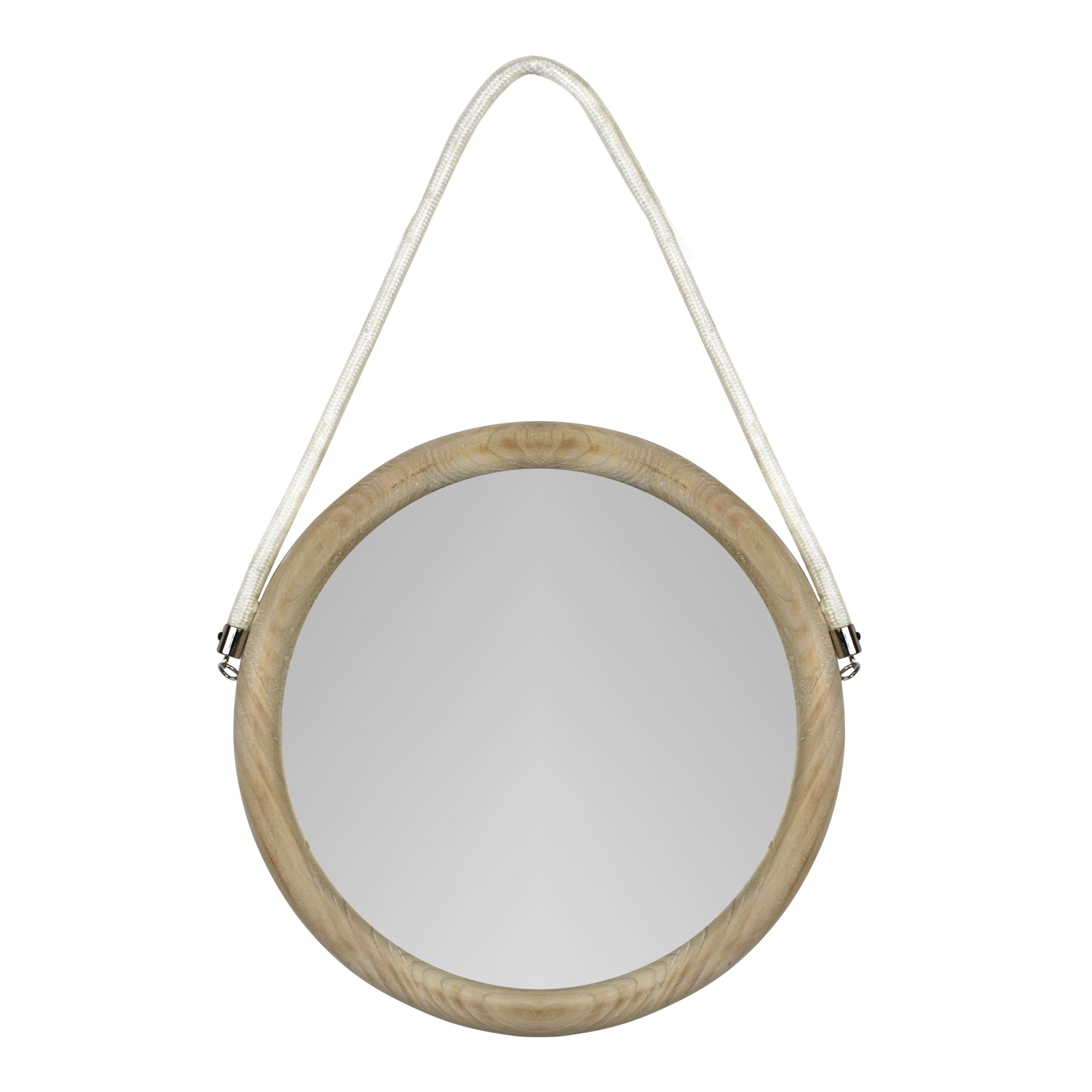 Round Wall Mirror with Ivory-washed Finish