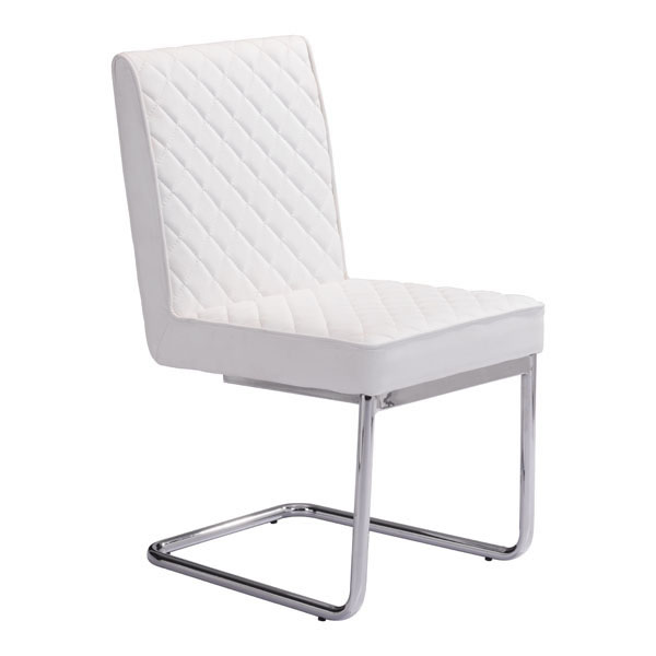 18" X 22.4" X 33.9" 2 Pcs White Leatherette Chromed Steel Armless Dining Chair