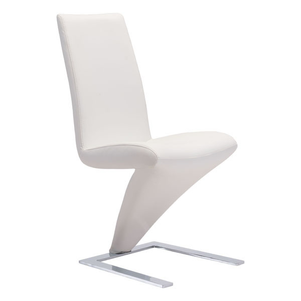 17.7" X 25" X 37.4" 2 Pcs White Leatherette Powder Coated Metal Dining Chair