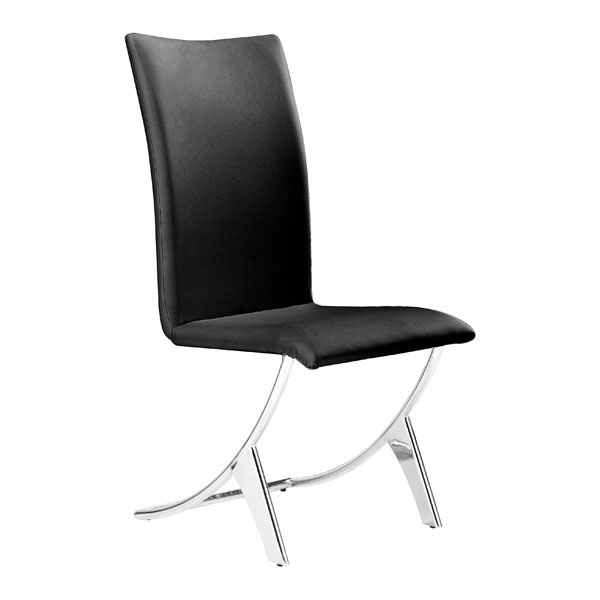 17" X 26" X 39" 2 Pcs Black Leatherette Chromed Steel Dining Chair