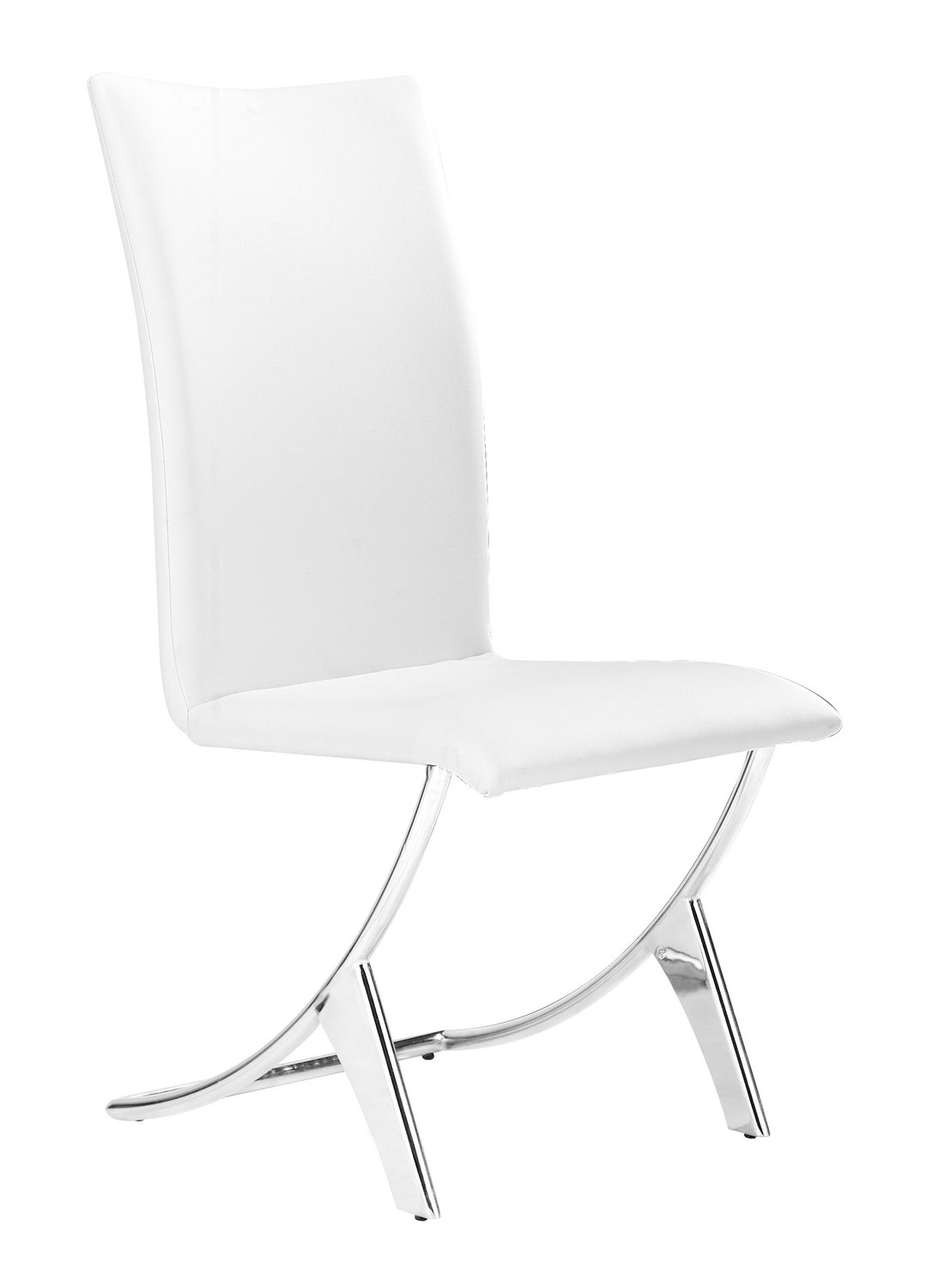 17" x 26" x 39" White, Leatherette, Chromed Steel, Dining Chair - Set of 2