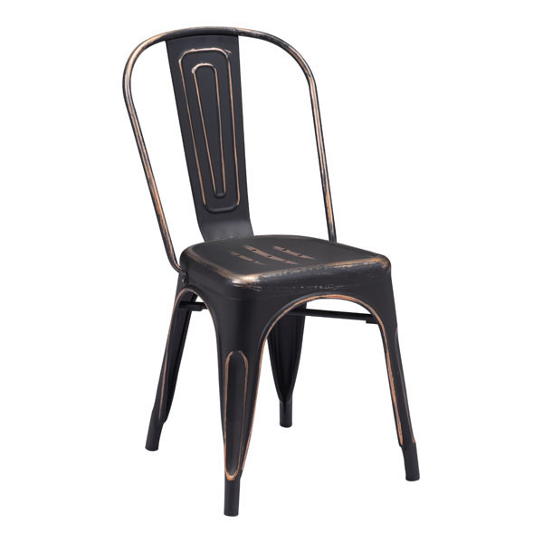 17.3" X 20.5" X 33.9" 2 Pcs Anti Black Gold Steel Dining Chair