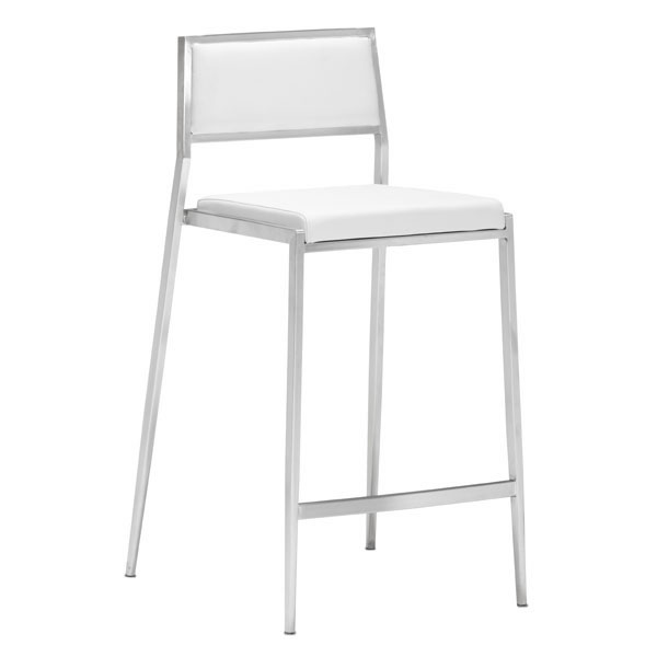 18" X 20" X 36" 2 Pcs White Leatherette Counter Chair