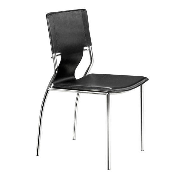 17" X 20" X 33" 4 Pcs Black Leatherette Chromed Steel Dining Chair