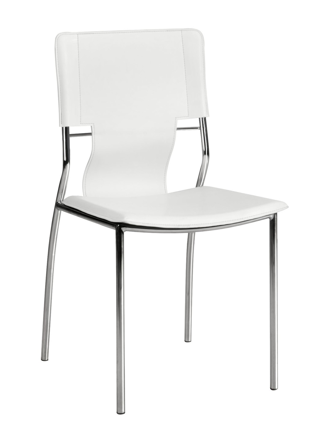 17" x 20" x 33" White, Leatherette, Chromed Steel, Dining Chair - Set of 4