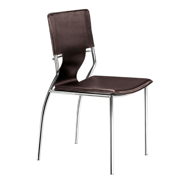 17" X 20" X 33" 4 Pcs Espresso Leatherette Chromed Steel Dining Chair
