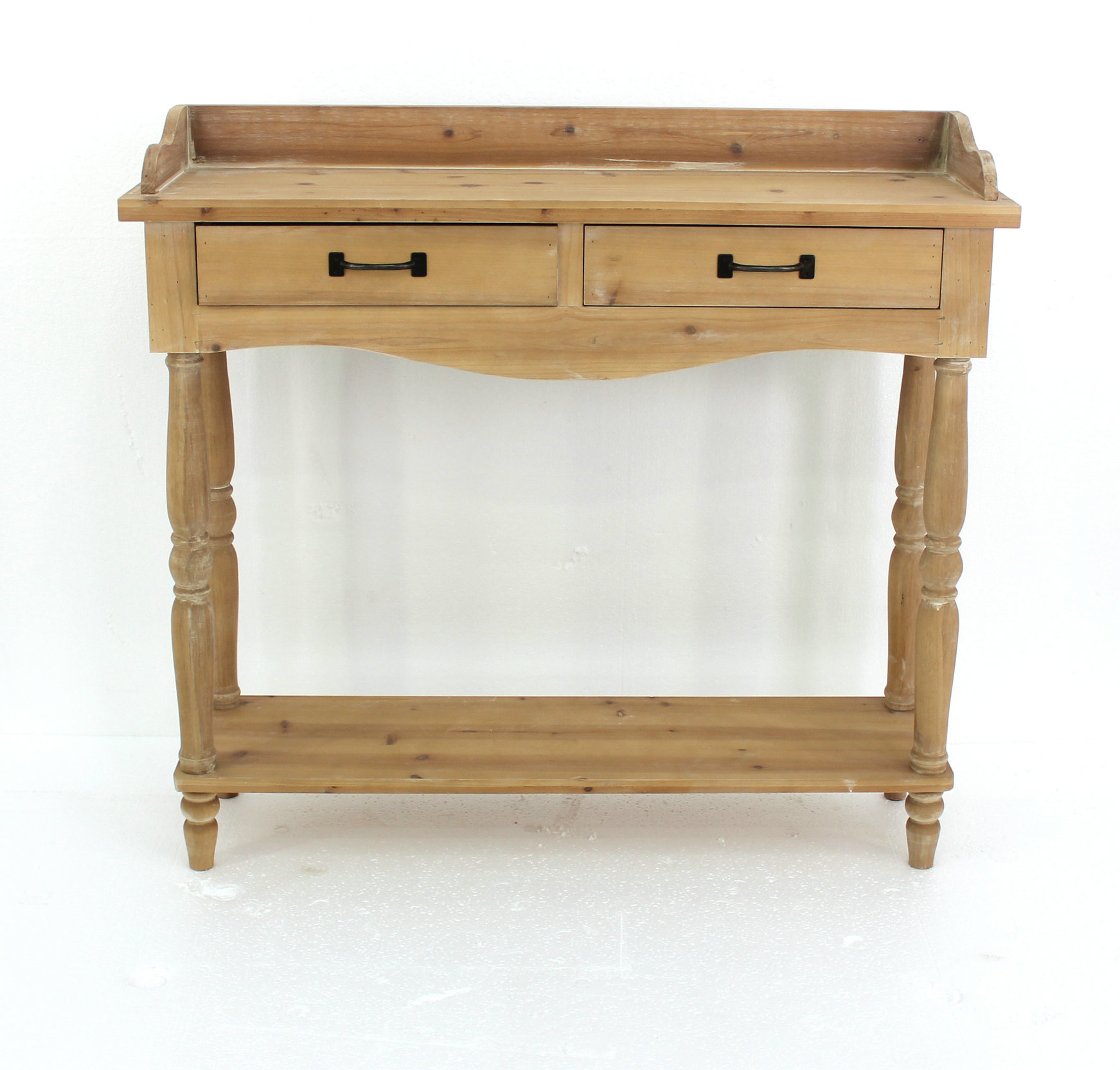 11.75" x 42" x 38.5" Natural, 2 Drawer, Rustic, Unfinished Dressing - End Table