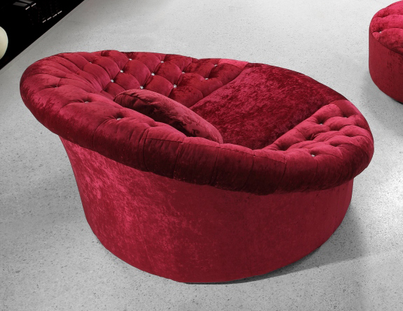 17" Red Velour and MDF Sofa Chair