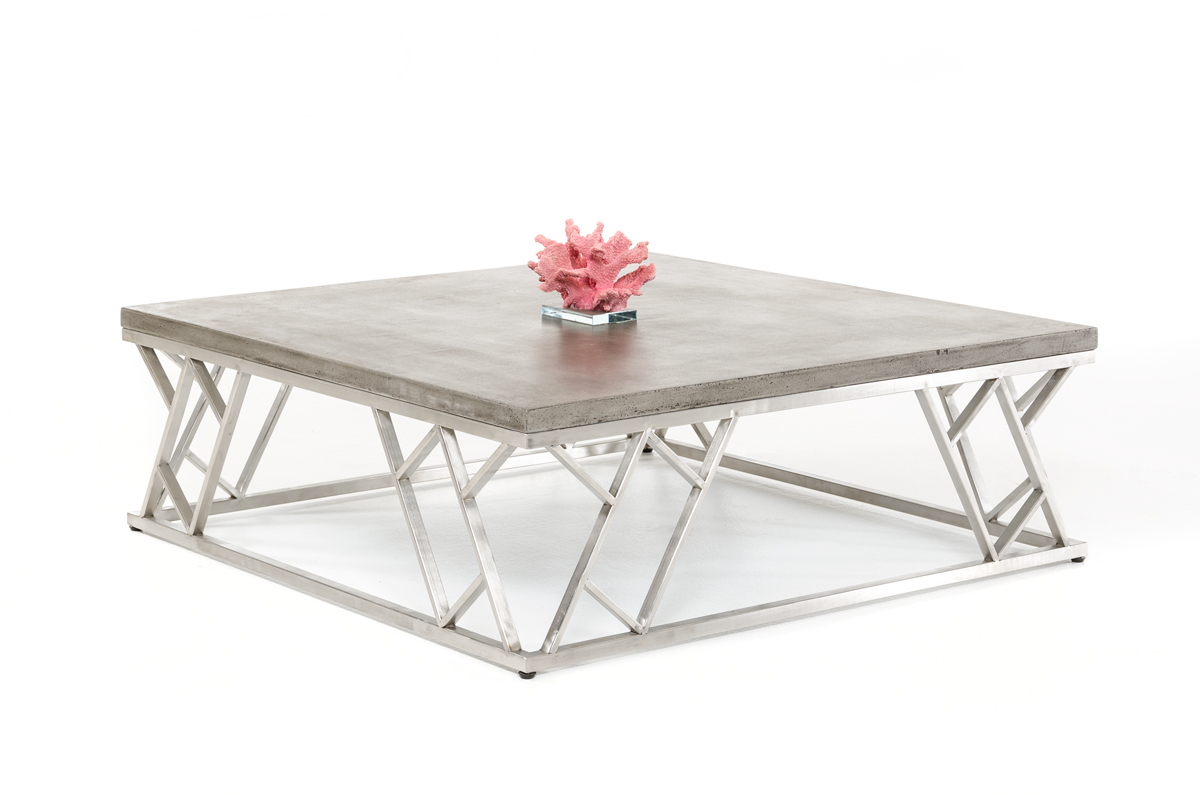 13" Concrete and Steel Coffee Table