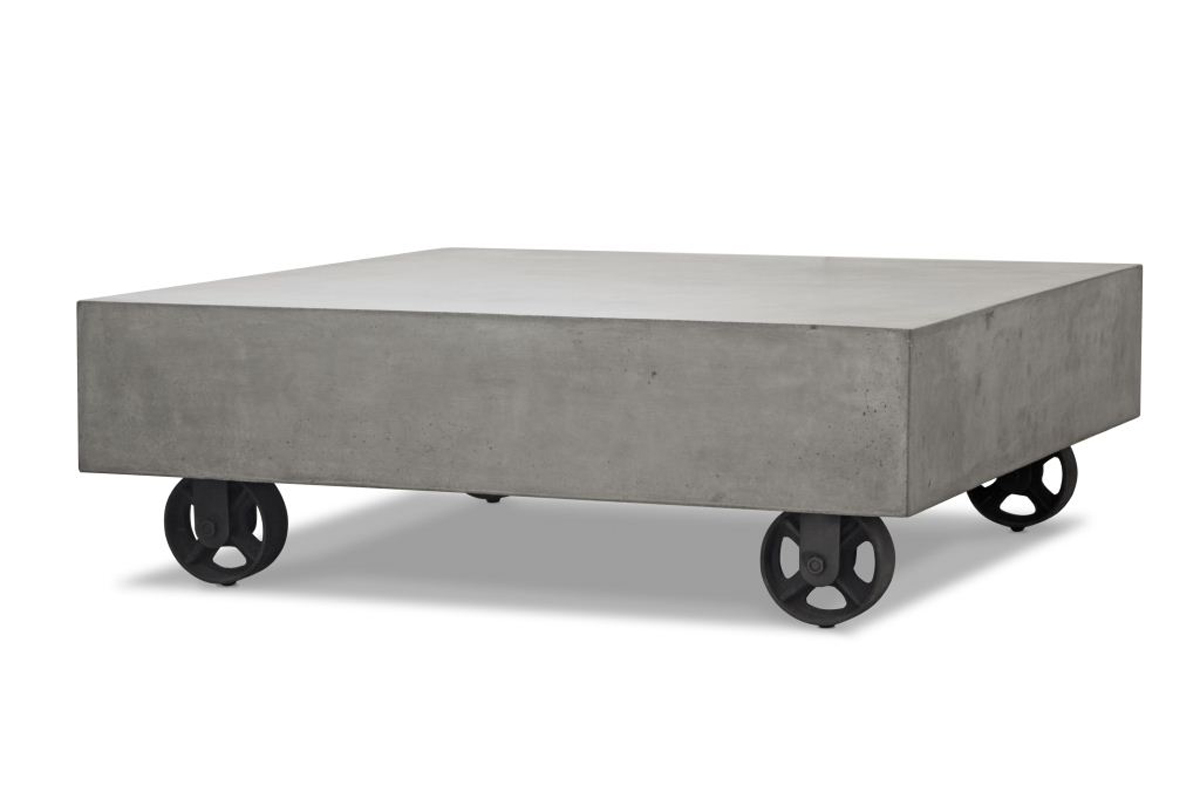 14" Concrete and Metal Coffee Table