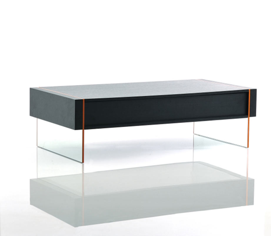 15" Black MDF and Glass Floating Coffee Table