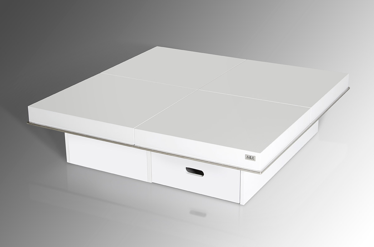 12" White Gloss Coffee Table with Pull Out Squares
