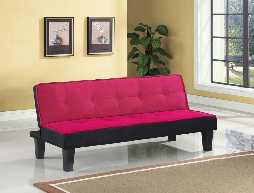 66" X 29" X 28" Pink Flannel Fabric Adjustable Sofa