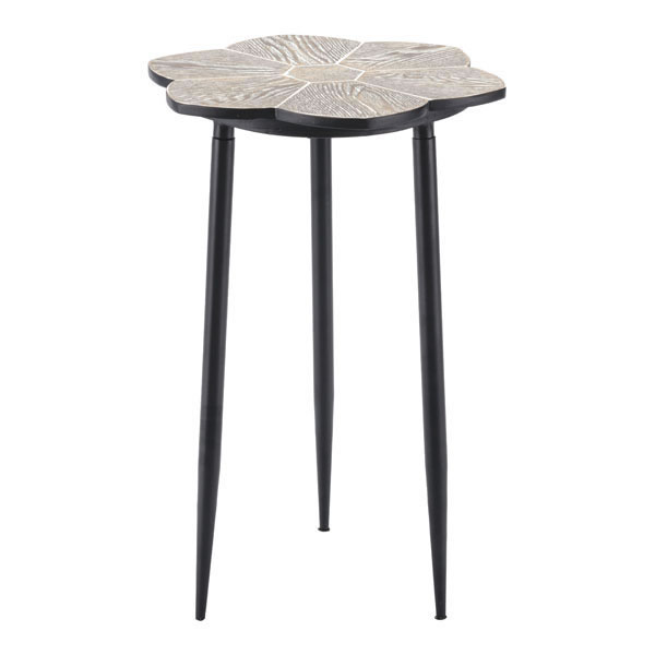 15.7" X 15.7" X 23.8" Distressed Natural And Black End Table