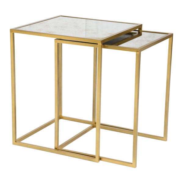 18.1" X 18.1" X 2.8" 2 Pcs Handsome Gold Nesting Table