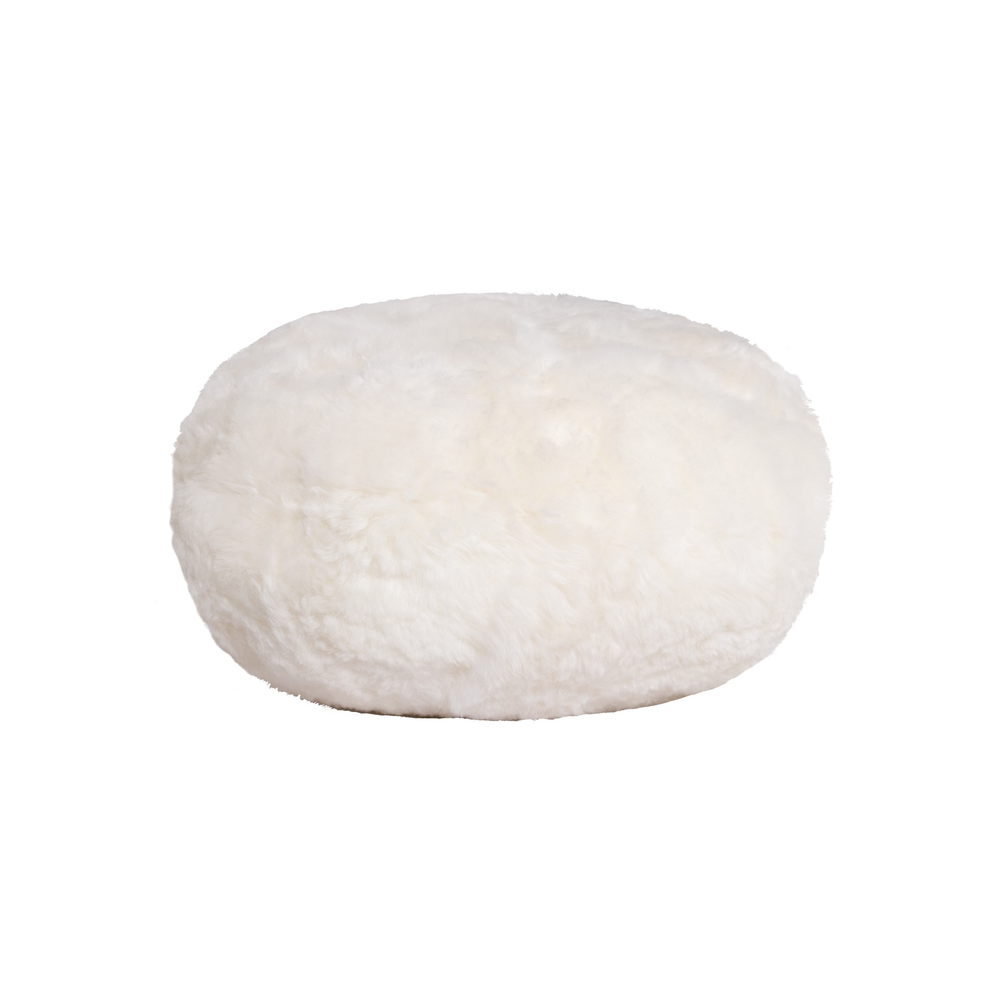 16.5" x 16.5" x 14" White Short-Hair Sheepskin - Ottoman Pouf