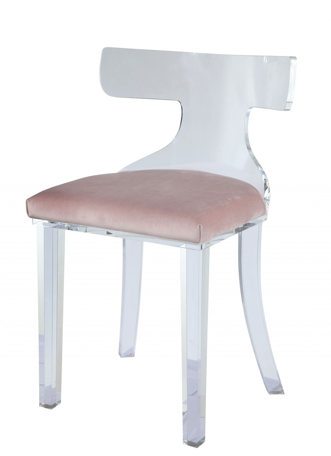 20" X 18" X 31" Light Pink Velvet And Clear Acrylic Accent Chair
