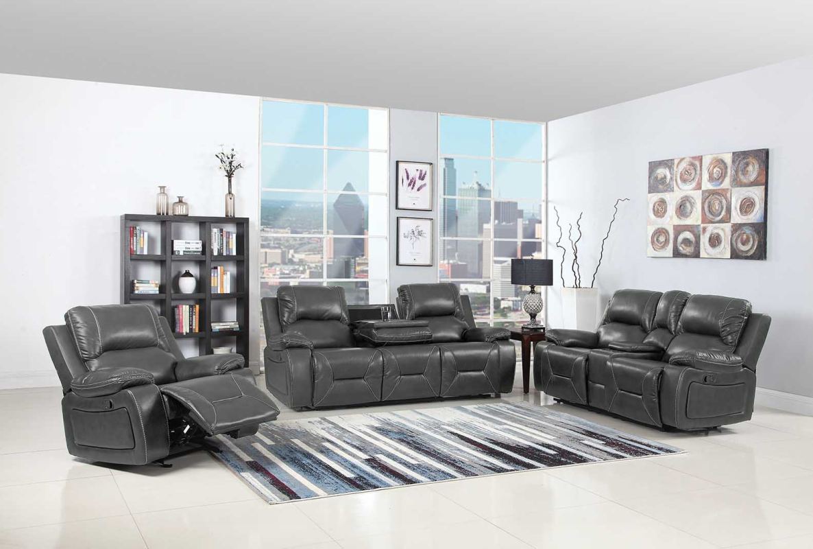 120" Classy Grey Leather Sofa Set
