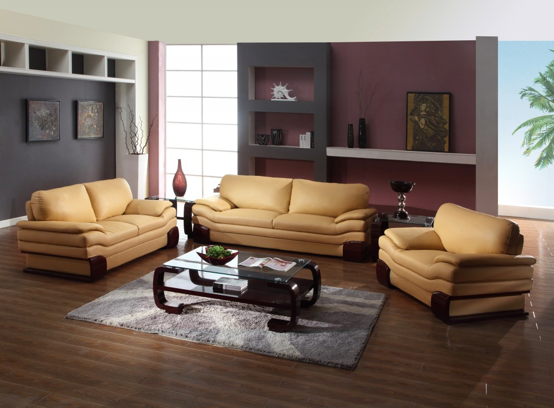 112" Dazzling Brown Leather Sofa Set