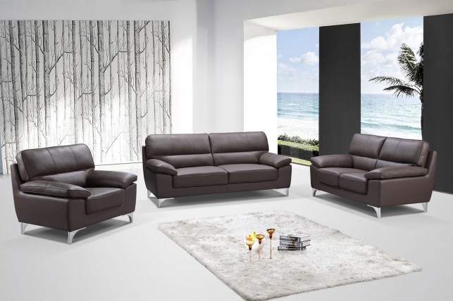 111" Classy Brown Leather Sofa Set