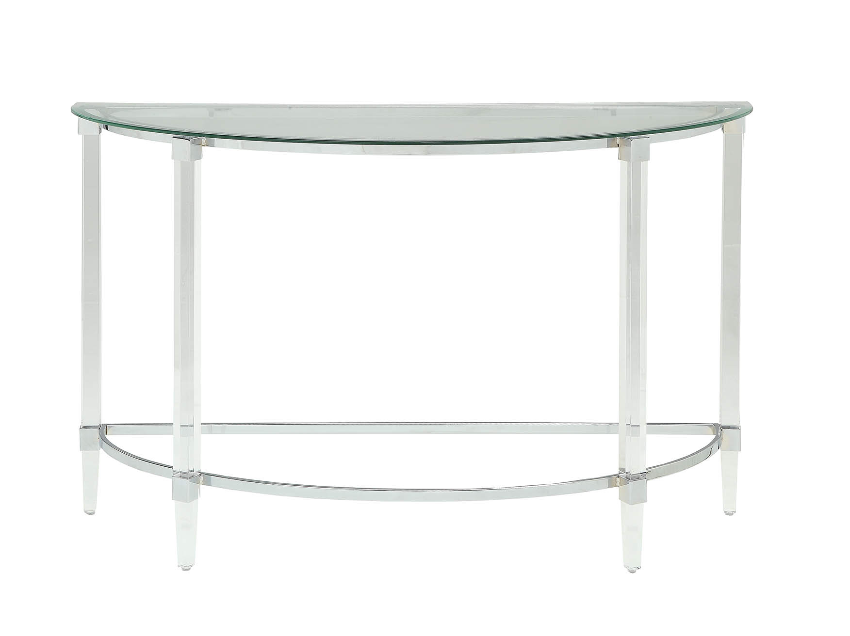 18" X 48" X 29" Clear Acrylic Chrome Glass Metal Sofa Table