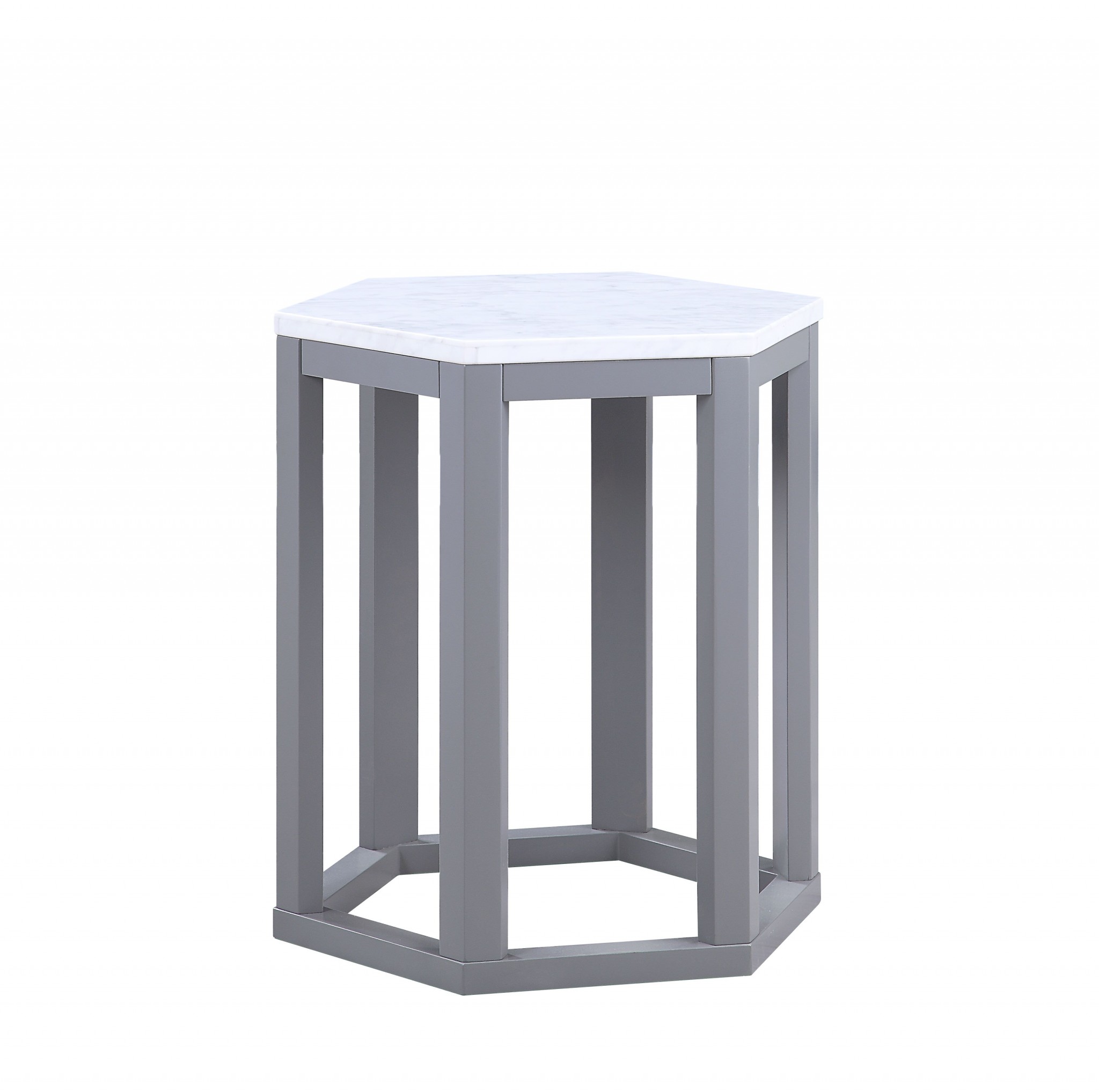 16" X 18" X 20" Gray Marble Wood 2Pc Pk End Table
