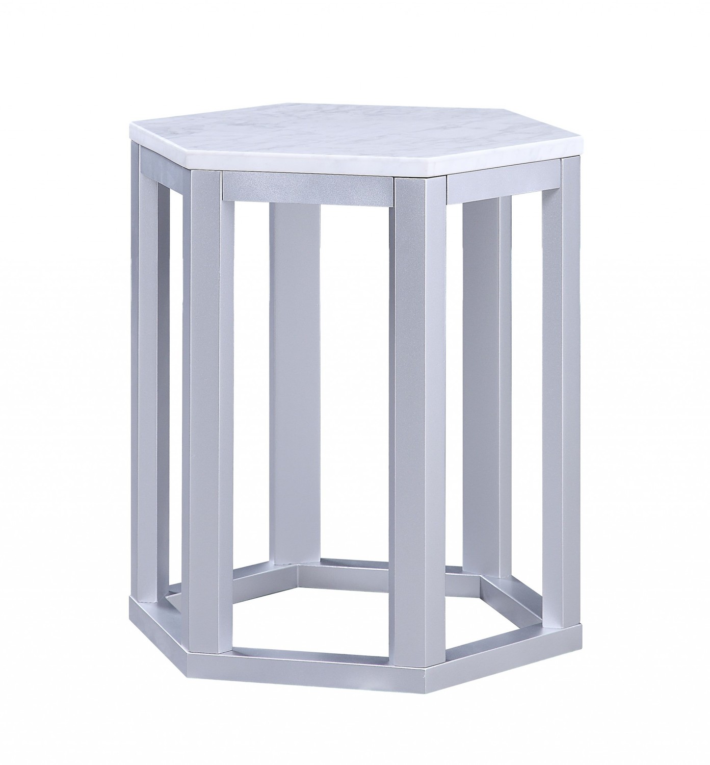 16" X 18" X 20" Silver Marble Wood 2Pc Pk End Table